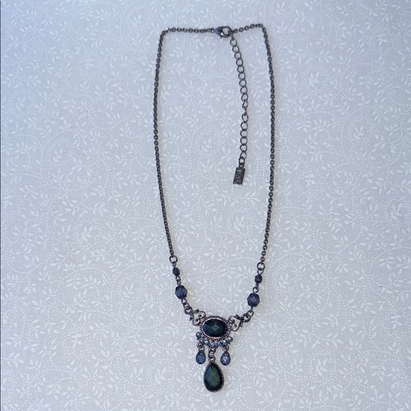 1928 Silver and Blue/Teal Elegant Necklace‎ - Picture 1 of 2